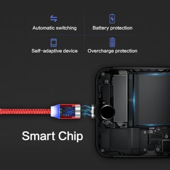 Typ-C LED Ladeabel & Magnet Plug Rot für Samsung Huawei Sony HTC